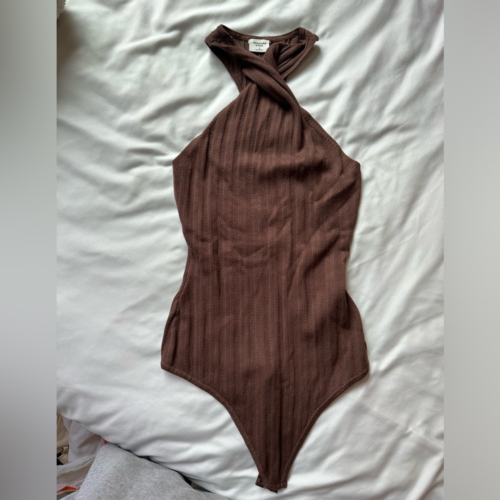 Abercrombie Brown Sweater Twist Neck Bodysuit